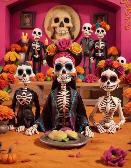 03343-1506426510-claymation, Dia de los Muertos (Day of the Dead), Colorful Skull Masks, Sugar Skull Art, Altars and Offerings, Celebrating Ances.png